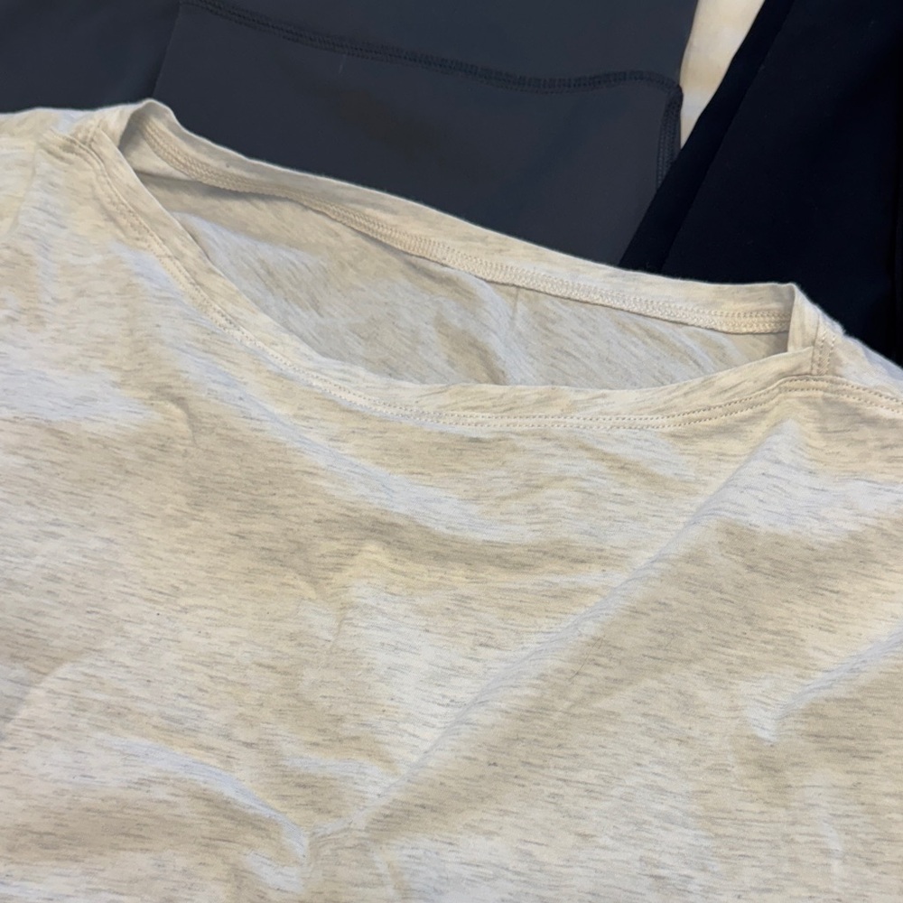 Lot CRZ Yoga  2 Gray 1 Black Leggings with Light Gray boat neck prima cotton top - Picture 2 of 6